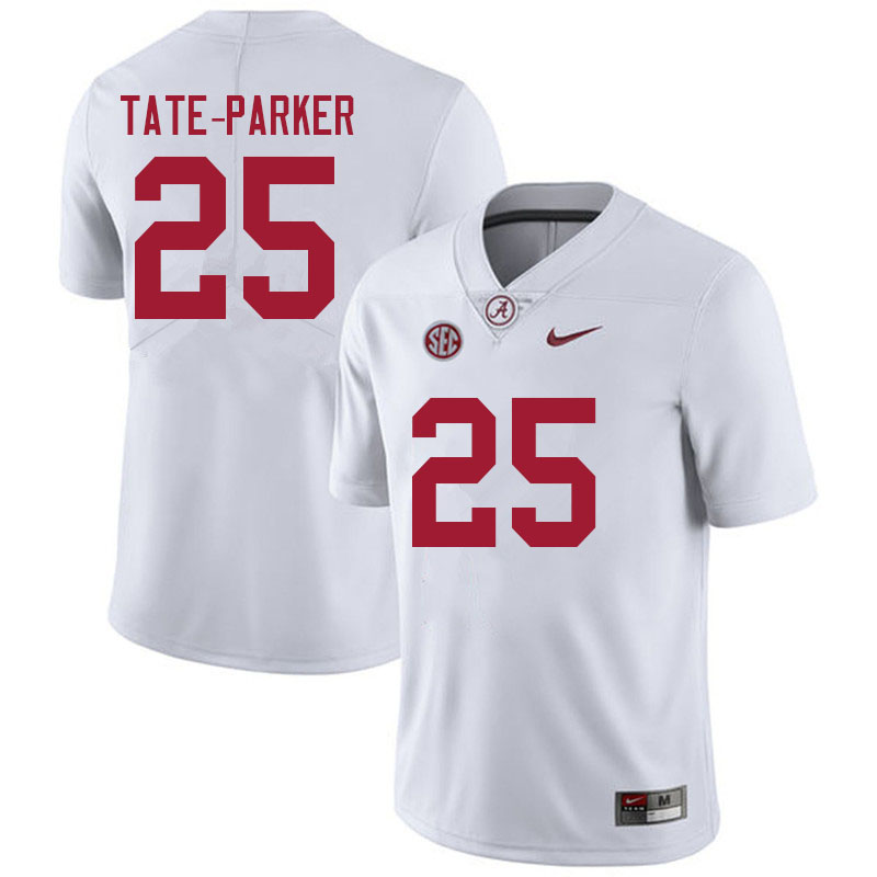 Men #25 Jordan Tate-Parker Alabama Crimson Tide College Football Jerseys Sale-White